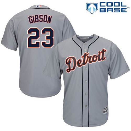 Tigers #23 Kirk Gibson Grey Cool Base Stitched Youth MLB Jersey - Click Image to Close